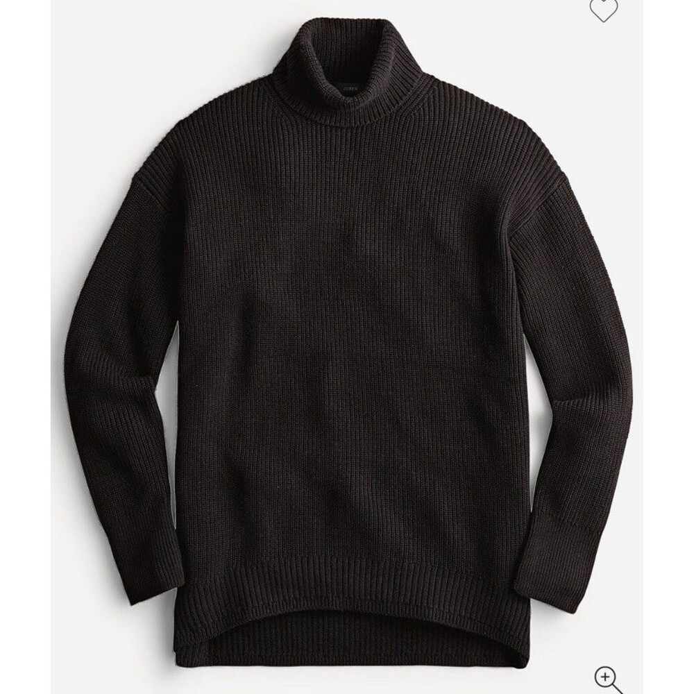 J CREW Ribbed Turtleneck‎ Sweater Womens Small Black Cotton Cashmere Relaxed Fit